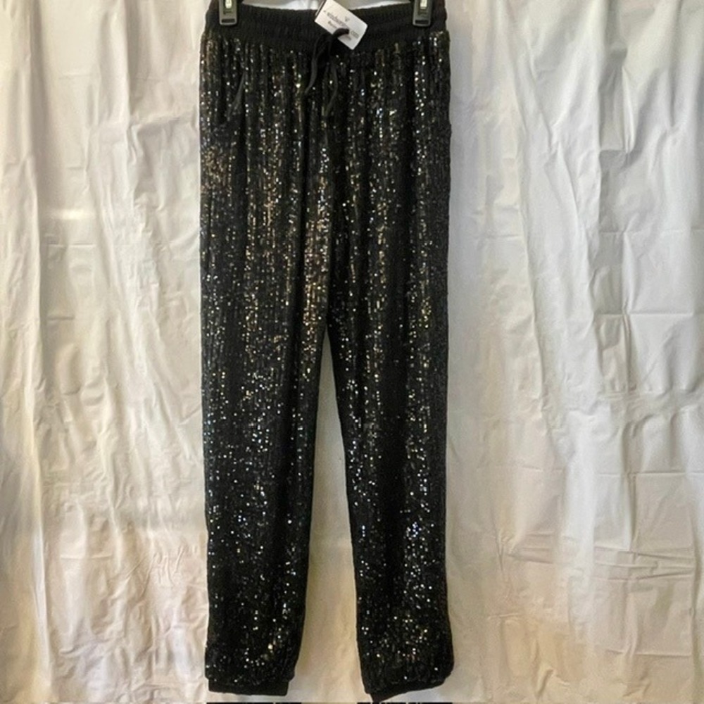 Windsor Black Sequin Jogger Pants Sz Sm NWT Sparkly Luxe Glam Party Holiday NYE